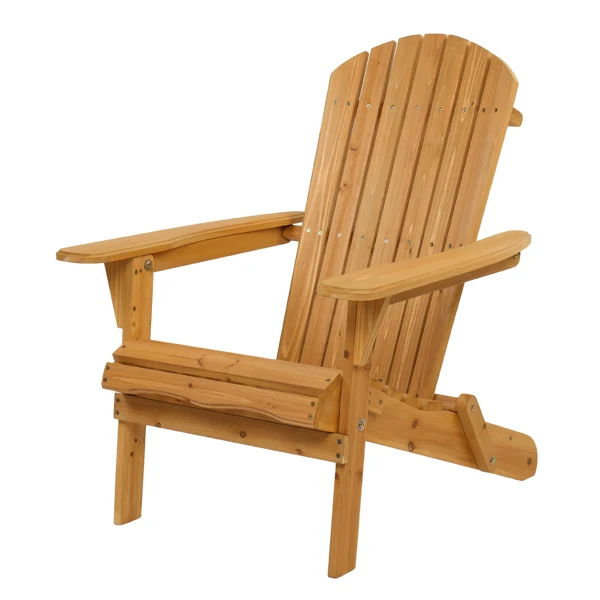 [Replace 54610110]Folding Wooden Adirondack Lounger Chair with Natural Finish