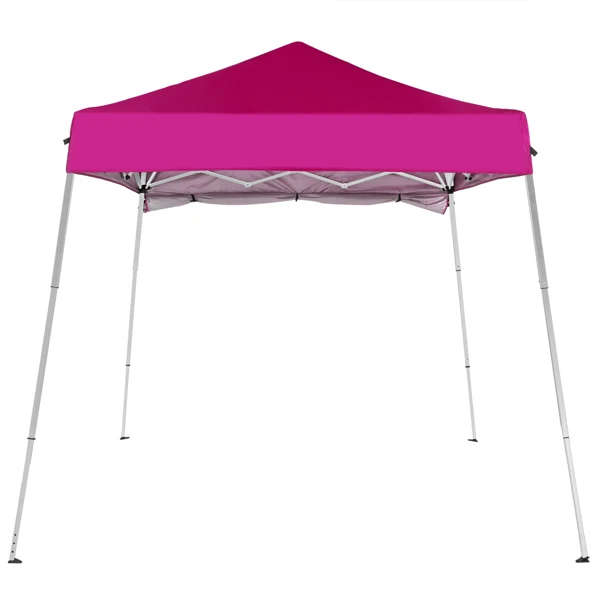 6x6ft Pop Up Canopy Tent, Outdoor Tent Canopy Foldable Portable Canopies for Camping, Patio, Easy Up Gazebo Canopy with Carry Bag Slant Legs,pink view 6