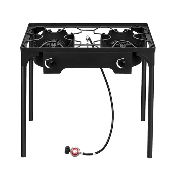 Outdoor Camp Stove High Pressure Propane Gas Cooker Portable Cast Iron Patio Cooking Burner (Double Burner 150000-BTU) view 2
