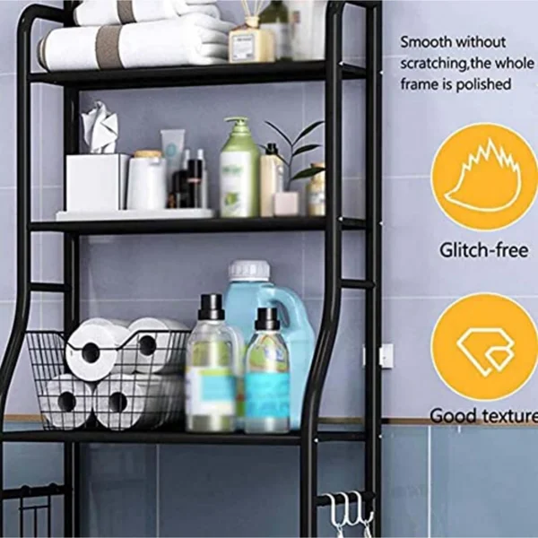 Over The Toilet Storage Rack, 3 Tier Freestanding Bathroom Organizer Shelf, Anti-Rust Metal Space Saving Laundry & Toilet Storage Rack, White view 6