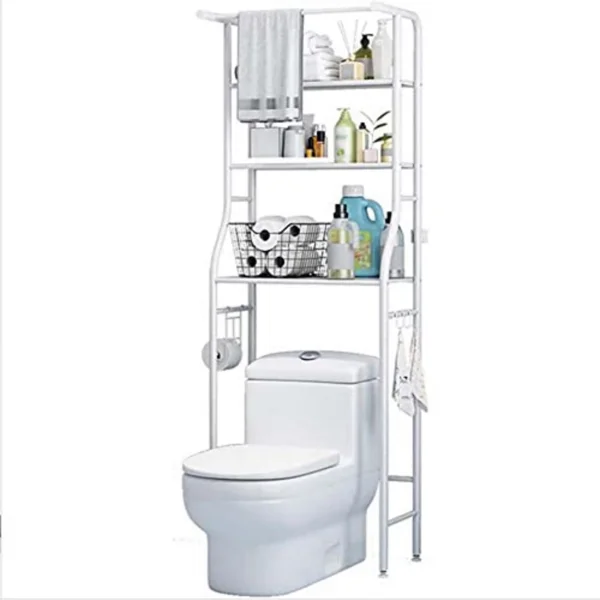 Over The Toilet Storage Rack, 3 Tier Freestanding Bathroom Organizer Shelf, Anti-Rust Metal Space Saving Laundry & Toilet Storage Rack, White