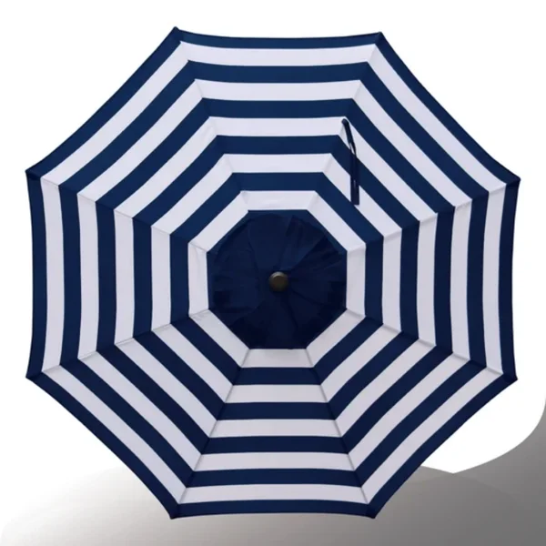 Outdoor 9ft Patio Umbrella with Crank Handle and Push Button Tilt, Outdoor Market Umbrella with 8 Ribs - Blue Stripe view 5