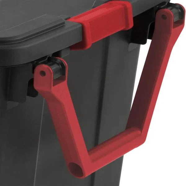 40 Gallon Durable Plastic Storage Tote with Latching Lid and Pull Handle, Black, 2 Pack view 4