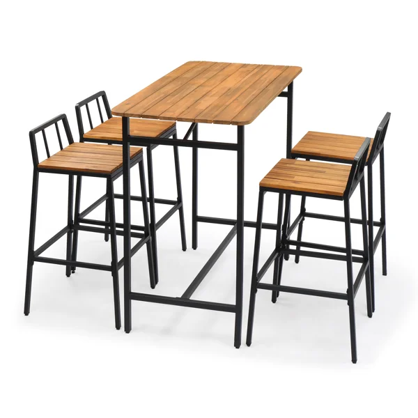 5-Piece Acacia Wood Garden Table and Chair Set