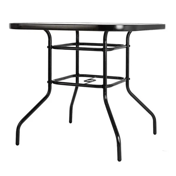 Outdoor Dining Table Square Toughened Glass Table Yard Garden Glass Table view 3