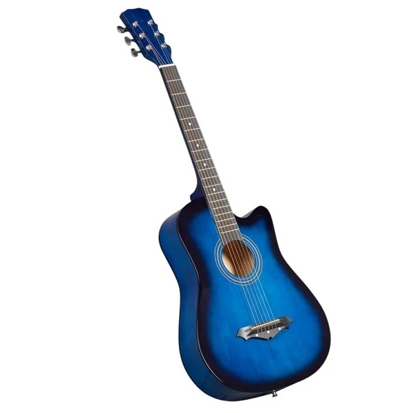 Blue 38-inch Acoustic Guitar with Picks, Strings, Capo, Case, Tuner, and Strap view 3