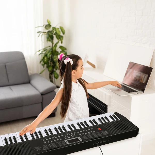 GEP-203 61 Key Keyboard with Piano Stand, Piano Bench, Built In Speakers, Headphone, Microphone, Music Rest, LED Screen, 3 Teaching Modes for Beginners view 6