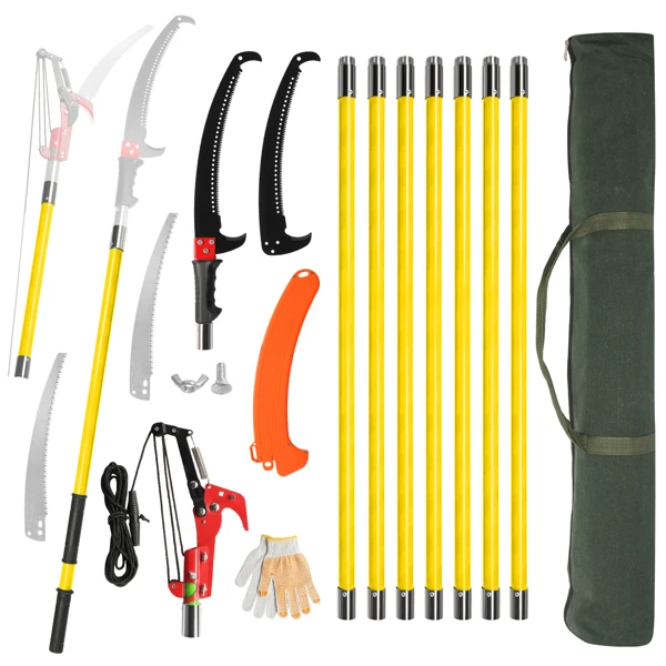 24ft Manual Pole Saw, Lightweight Tree Trimmers Long Handle Pruner Set, Sharp Steel Blade and Scissors Pole Saw for Trimming Palm, Pear Tree, Fir Tree, Other High Trees and Shrubs view 2