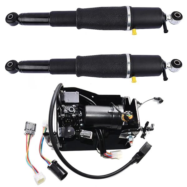Pair Rear Air Suspension Shocks + Compressor Pump for Cadillac Escalade Chevrolet Avalanche Suburban 1500 Tahoe GMC Yukon 2001-2013 25979391 19300046 19299545 view 3