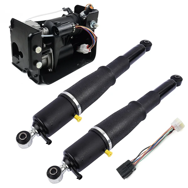 Pair Rear Air Suspension Shocks + Compressor Pump for Cadillac Escalade Chevrolet Avalanche Suburban 1500 Tahoe GMC Yukon 2001-2013 25979391 19300046 19299545 view 4