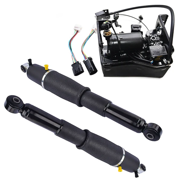 Pair Rear Air Suspension Shocks + Compressor Pump for Cadillac Escalade Chevrolet Avalanche Suburban 1500 Tahoe GMC Yukon 2001-2013 25979391 19300046 19299545 view 5