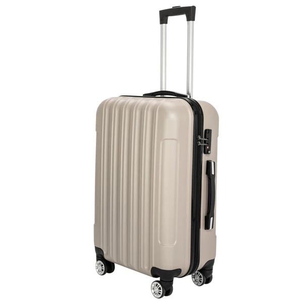 ABS Trolley Case 20in 24in 28in 3PCS Suitcase Set Striped Textured Suitcase Champagne Gold view 2