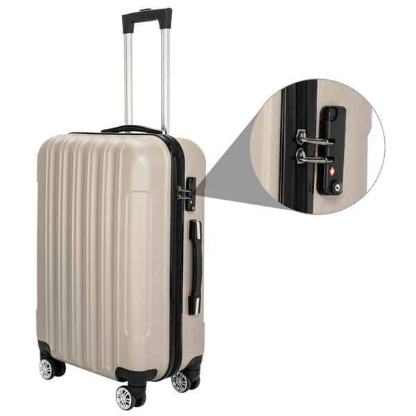 ABS Trolley Case 20in 24in 28in 3PCS Suitcase Set Striped Textured Suitcase Champagne Gold view 5
