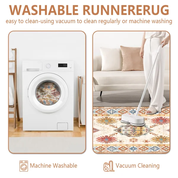 Boho Kitchen Rug Sets 3 Piece with Runner Non Slip Kitchen Rugs and Mats Washable Kitchen Mats for Floor Thick Kitchen Floor Mat Carpet Runner Rugs for Hallway Laundry Holiday Decor view 4