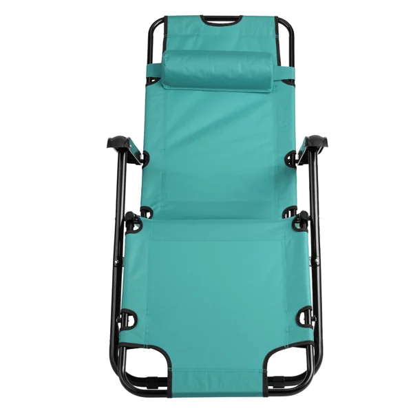 Portable Dual Purposes Extendable Folding Reclining Chair Green view 3