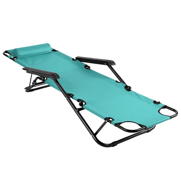 Portable Dual Purposes Extendable Folding Reclining Chair Green view 4