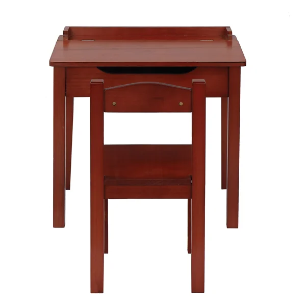 Flip Top Kids Table and Chair Set, Wood Activity Table Set with Storage Space for Arts Crafts, Dark Coffee view 2