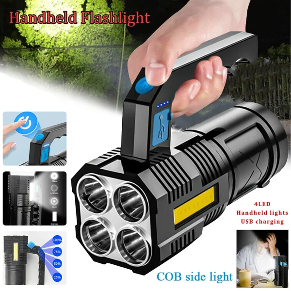 USB Rechargeable Handheld LED Flashlight Outdoor Spotlight Searchlight Work Light (US Logistics For USPS/DHL/Fedex/UPS. No designated logistics accepted,TK/TMEU only For self-pickup)