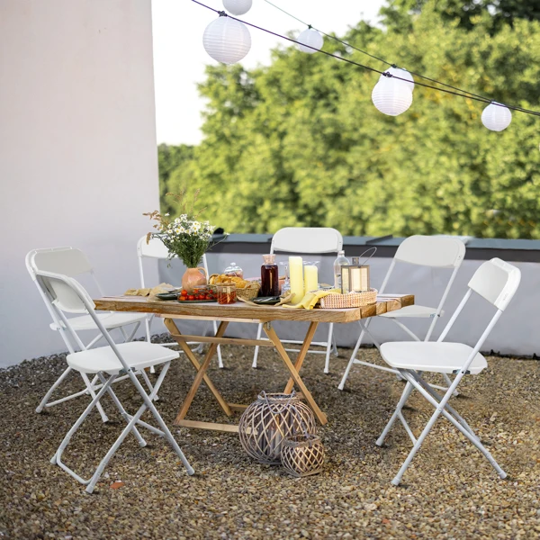 [Replace 10995986]10pcs Injection Molding Classic Garden Plastic Folding Chair White view 2
