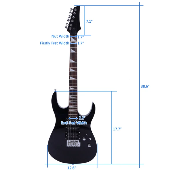 Novice Entry Level 170 Electric Guitar HSH Pickup Bag Strap Paddle Rocker Cable Wrench Tool Black view 6