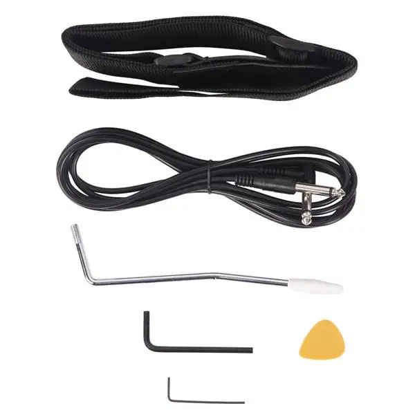 Lightning Style Electric Guitar with Power Cord/Strap/Bag/Plectrums Black & White view 6