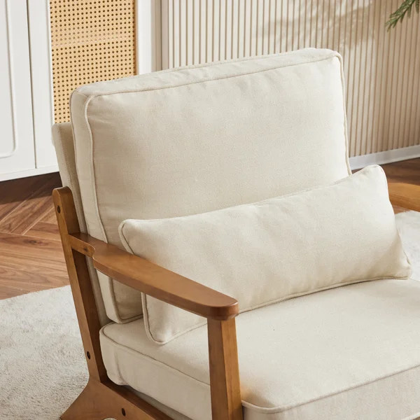 Oak Armrest Oak Upholstered Single Lounge Chair Indoor Lounge Chair Off-White view 5
