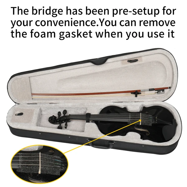 【Do Not Sell on AmazonFull Size 4/4 Violin Set for Adults Beginners Students with Hard Case,Violin Bow,Shoulder Rest,Rosin,Extra Strings and Sordine view 4