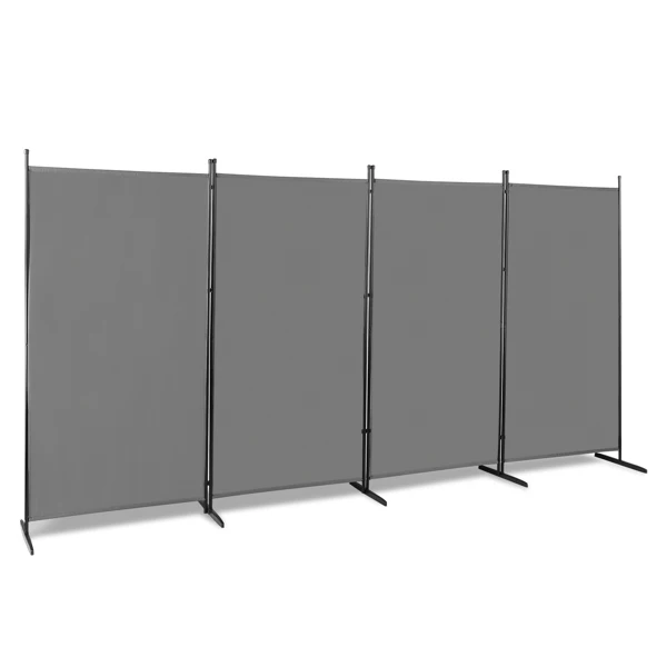 6FT 4-Fold 160g Polyester Cloth Plastic Foot Carbon Steel Frame Foldable Screen Gray view 2