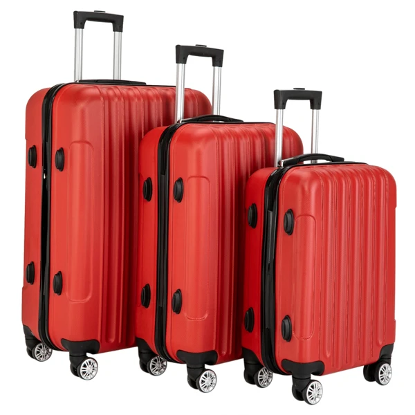 3-in-1 Multifunctional Large Capacity Traveling Storage Suitcase Luggage Set Red view 3