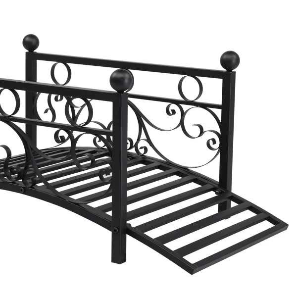 102*51*43cm Garden With Round Iron Ball Flat Top Handrail Garden Iron Bridge Black view 6