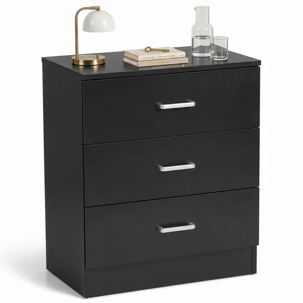 3-Drawer Chest with Textured Finish Drawer Dresser 22.05*12.99*25.98in Black view 3