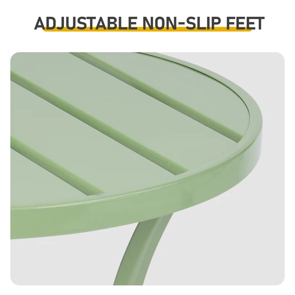 Outdoor Round Side Table, Small Metal Table Patio End Table Coffee Bistro Table for Indoor Outdoor, Light Green view 4