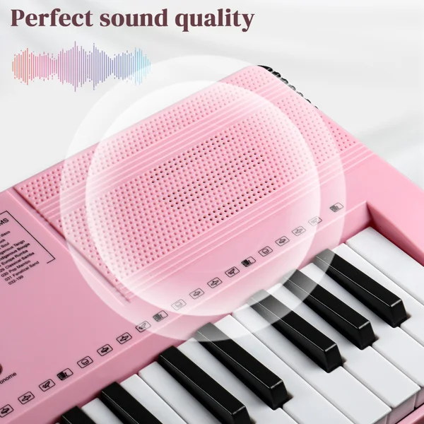 GEP-110 61 Key Lighting Keyboard with Piano Stand, Piano Bench, Built In Speakers, Headphone, Microphone, Music Rest, LED Screen, 3 Teaching Modes for Beginners view 5