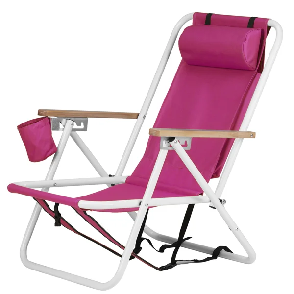 1 PC Barbie Pink Folding Beach Chair, 7.9 Inch Seat Height, 17.7 Inch Wide, 17.3 Inch Deep, Steel Tube Frame with Oxford Fabric, 120kg Load Capacity view 3