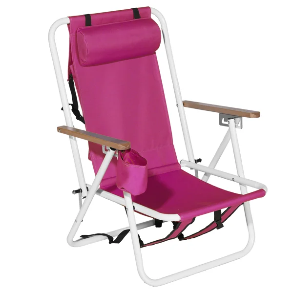 1 PC Barbie Pink Folding Beach Chair, 7.9 Inch Seat Height, 17.7 Inch Wide, 17.3 Inch Deep, Steel Tube Frame with Oxford Fabric, 120kg Load Capacity