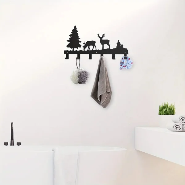 CIFbuy Exquisitely Designed Metal Elk Key Hooks: Wall-mounted, Multi-functional Hooks Ideal for Hanging Clothes, Bags, and Keys. Elevate Your Room's Aestheti view 3