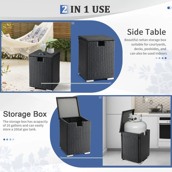 40*40*57cm Iron Frame Gas Bottle Storage Rattan Side Table Black Gradient view 4