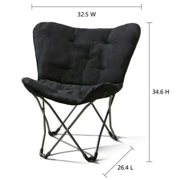 Micro Suede Fabric Butterfly Folding Chair, Black (Shipment from Walmart) view 3