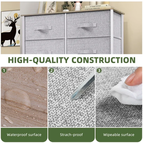 8 Drawers Dresser Chest of Drawers for Fabric Storage Dressers for Living Room Light Gray view 6