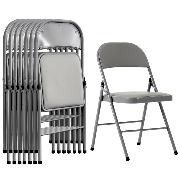 4pcs Elegant Foldable Iron & PVC Chairs for Convention & Exhibition Gray view 6