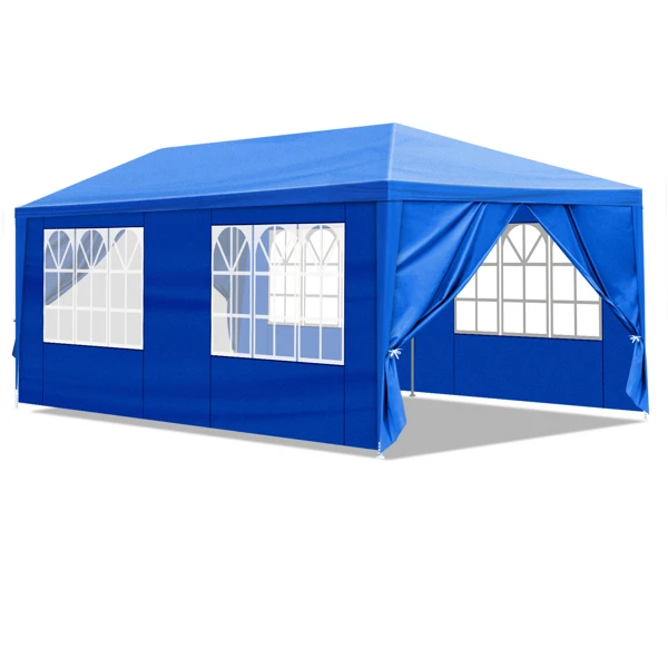 [Same Code:46477147]10'x20' Outdoor Party Tent with 6 Removable Sidewalls, Waterproof Canopy Patio Wedding Gazebo, Blue view 2