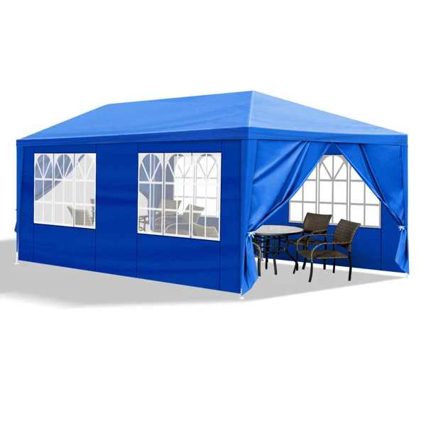 [Same Code:46477147]10'x20' Outdoor Party Tent with 6 Removable Sidewalls, Waterproof Canopy Patio Wedding Gazebo, Blue
