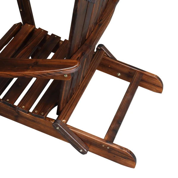 Folding Wooden Adirondack Lounger Chair with Natural Finish view 4