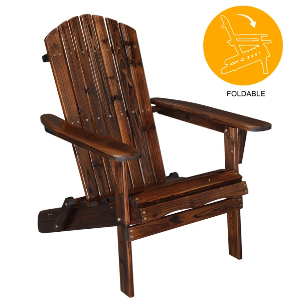 Folding Wooden Adirondack Lounger Chair with Natural Finish view 6