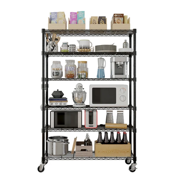 6-Tier disassembly and free assembly NSF-Certified Steel Wire Shelving with Wheels view 6