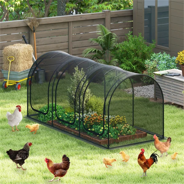 Green 108"x48"x47" Garden Crop Cage with High-Density Nylon Mesh, Plant Protection Tent with Zippered Doors for Vegetables & Flowers view 2
