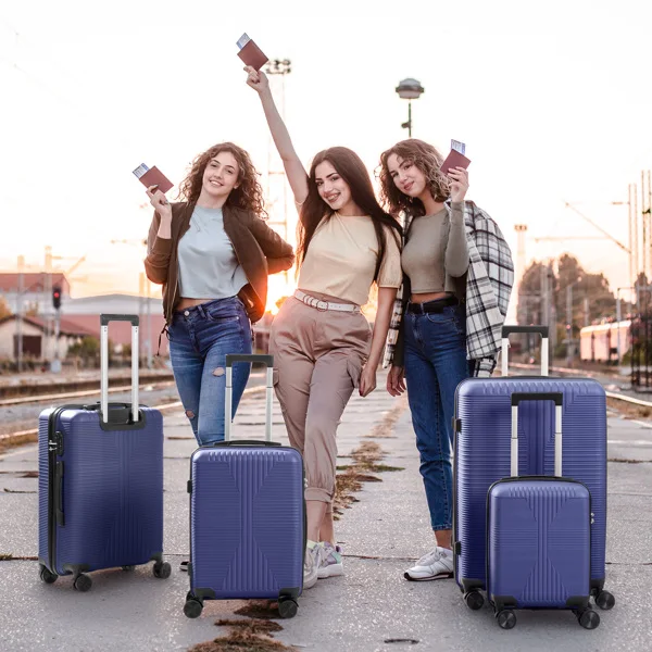 Non-TSA customs lock 4-in-1 PP trolley case, 16in, 20in, 24in, 28in PP, navy blue view 2