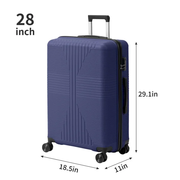 Non-TSA customs lock 4-in-1 PP trolley case, 16in, 20in, 24in, 28in PP, navy blue view 6