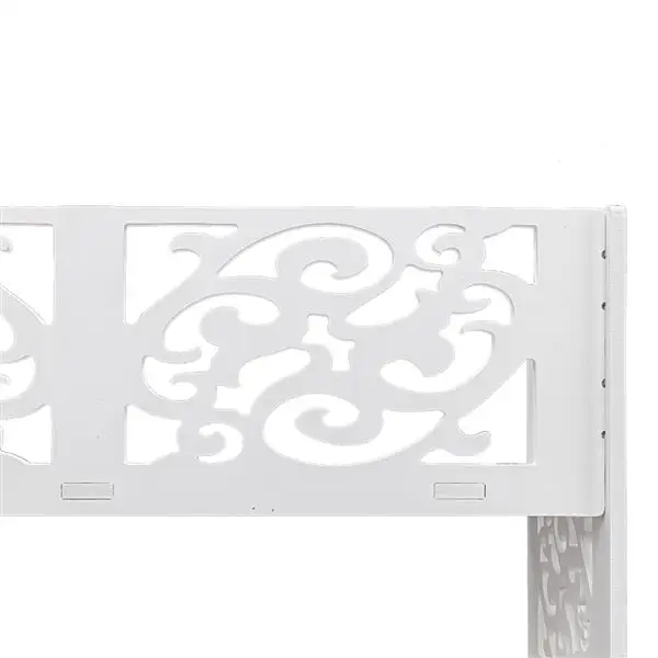 Wood-plastic Board Four Tiers Carved Shoe Rack White B view 5