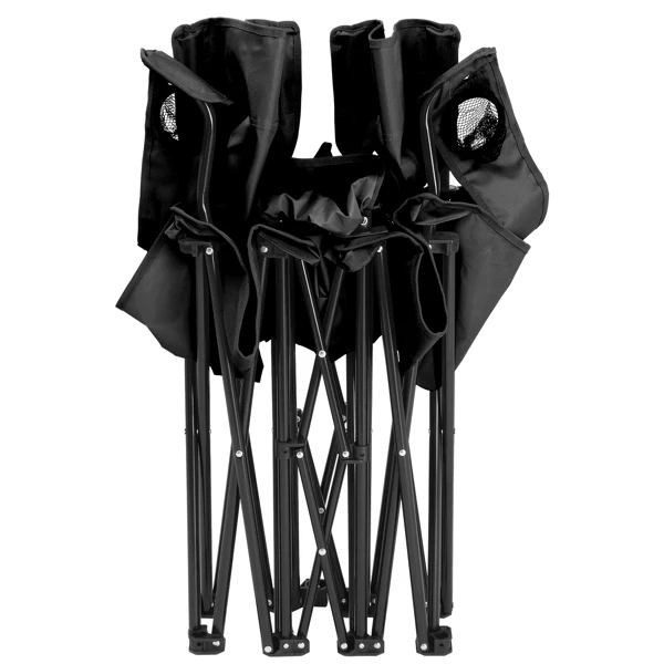 Portable Outdoor 2-Seat Folding Chair with Removable Sun Umbrella Black view 3